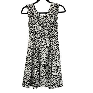 Express Sleeveless Dress White & Black Animal Print with Back Lace Detai…